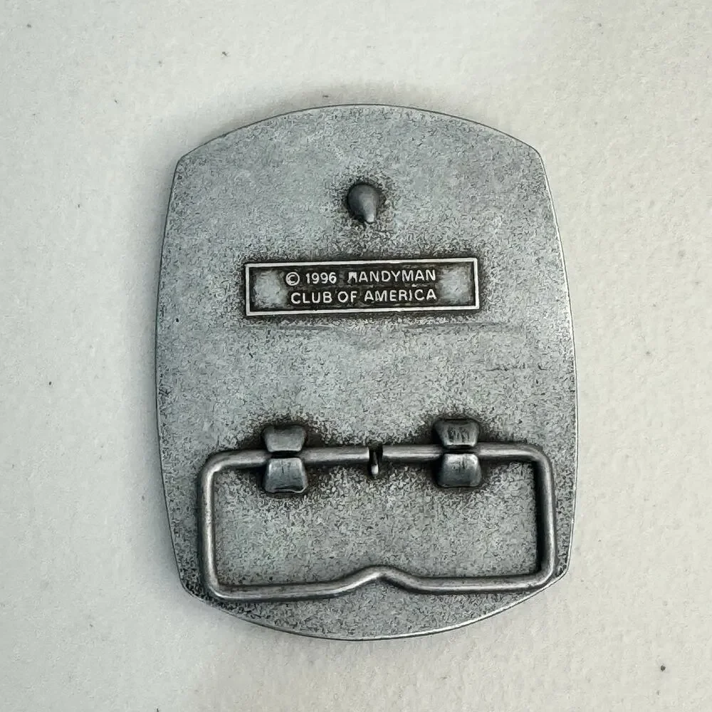 VTG 1996 Handyman Club Of America Life Member Silver Belt Buckle Hammer Emblem